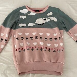 Vintage Sweatshirt with Sheep, Flowers, Clouds, Hearts!